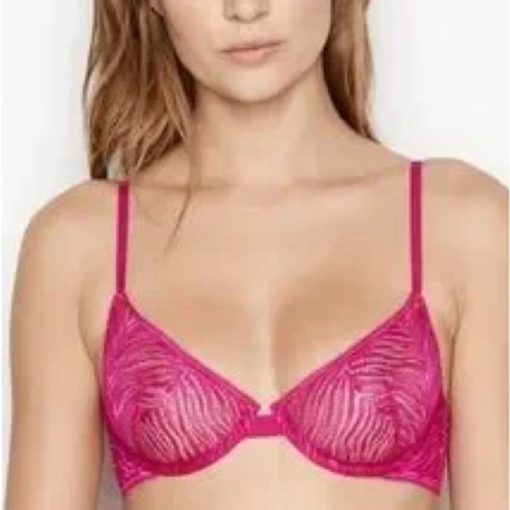 NWT Victoria’s Secret Hot Pink Zebra Print Lace Bra